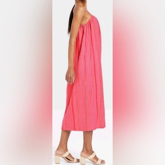 Women's Easy Linen Blend Strappy Dress (M /8-10) "PINK STRIPED" ~ NEW!!! - Picture 5 of 9